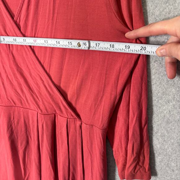 J Jill Tunic Top Medium Coral Wrap Wearever Collection Stretch Soft Flowy Blouse - Picture 8 of 11